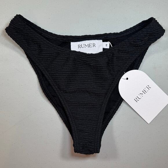 Rumer the Label Other - RUMER The Label Black Ribbed Bikini Bottom XS Cheeky High Cut Swimwear NWT